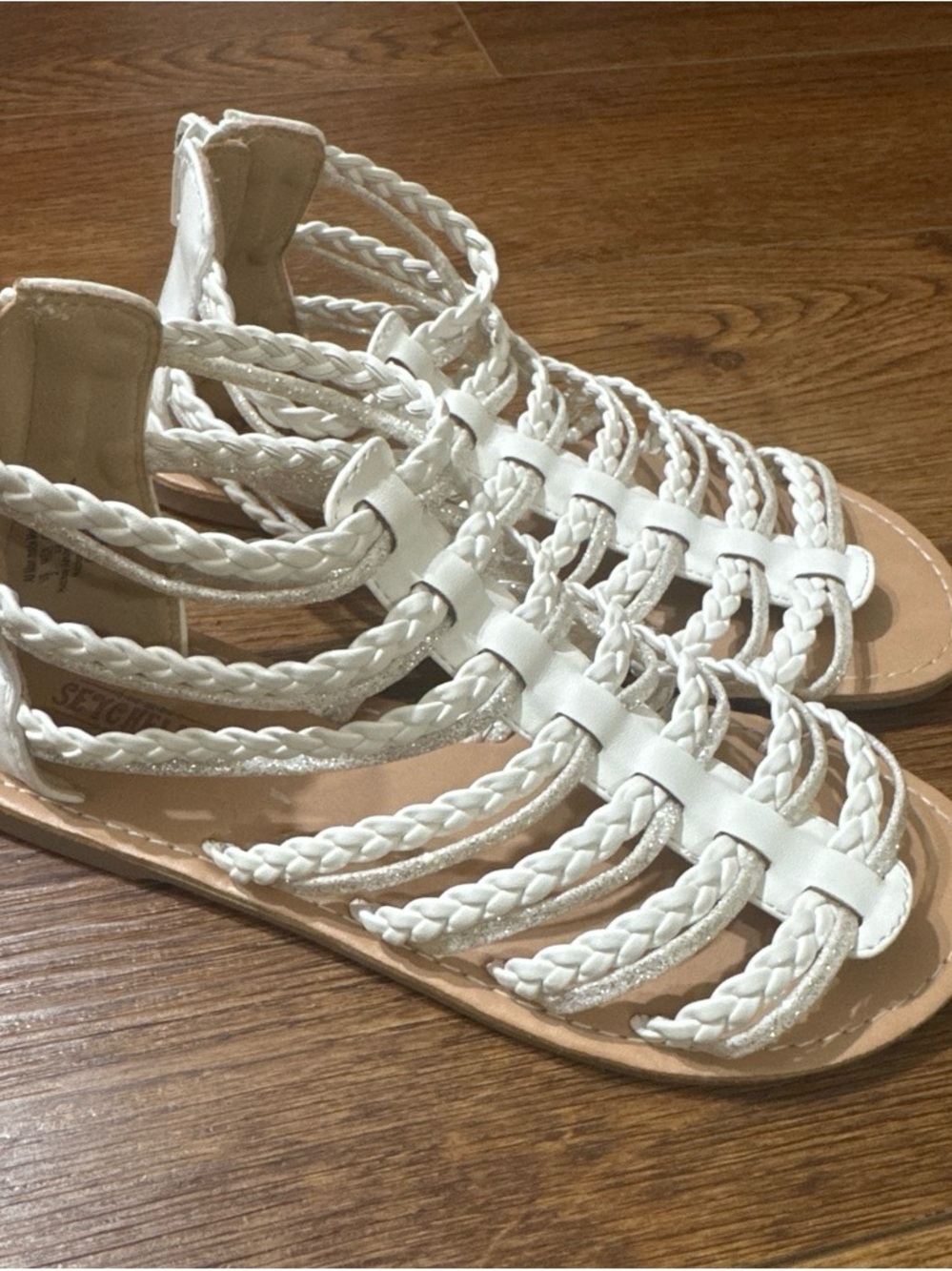 White Braided Gladiator Sandals for Kids - Strappy Summer Sandals
